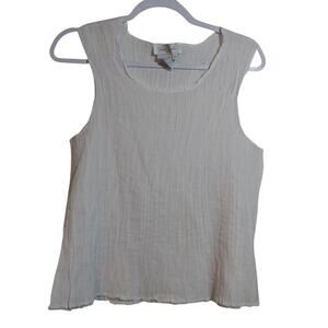 Vintage Great Cavalier by St Paul White Texture Cotton Neutral Sleeveless Top L